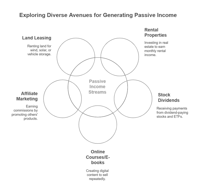 A diagram illustrating the different types of Passive Income Streams